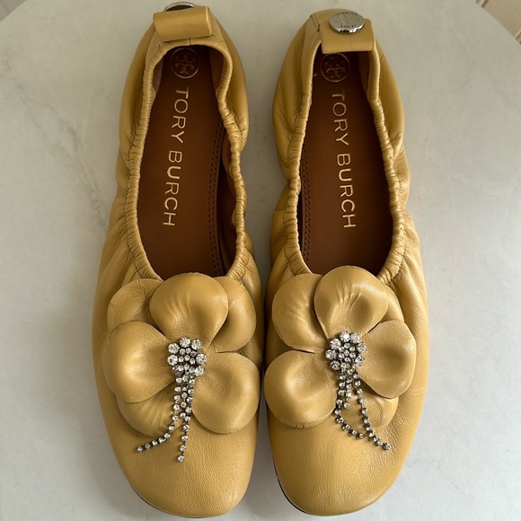 Tory Burch Flower Ballet Flat in Honey Yellow - Picture 3 of 14